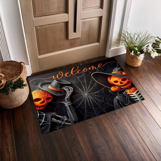 Discover Pumpkin Skull Rug, Halloween Web Decor Rug, Spooky Area Rug, Halloween Welcome Mat Dark Academia Door Mat, Spooky Rug Halloween Home Decor