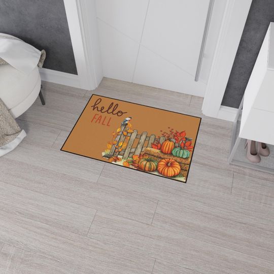 Discover Hello Fall Floor Mat, Heavy Duty Autumn Door Mat, Indoor Outdoor Washable Doormat, Halloween Pumpkin Decor, Vibrant Polyester Entryway Rug