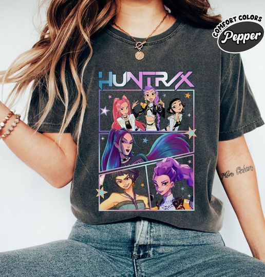 Discover Huntrix Demon Hunters Comfort Colors T Shirts, Back to School Outfit, Kids T Shirts, Birthday Gift for Kid, First Day of Kindergarten Shirt