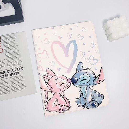 Stitch and Angel Kiss iPad Air 2025 iPad 10 10.9" 2022 iPad 11 Case Pro 12.9'' iPad Pro Case iPad mini 6, iPad 9/8,10.2",iPad Cover