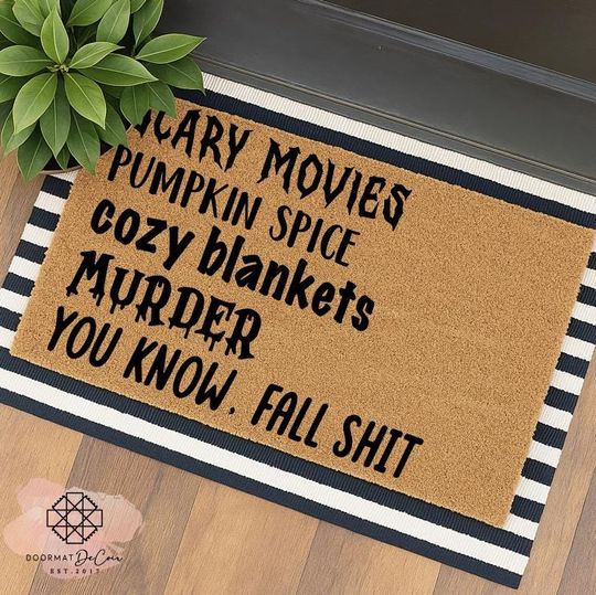 Discover Scary Movies Pumpkin Spice Fall Shit Doormat, Funny Halloween Thanksgiving Fall Door Mat Rug Home Decor Entryway Rug