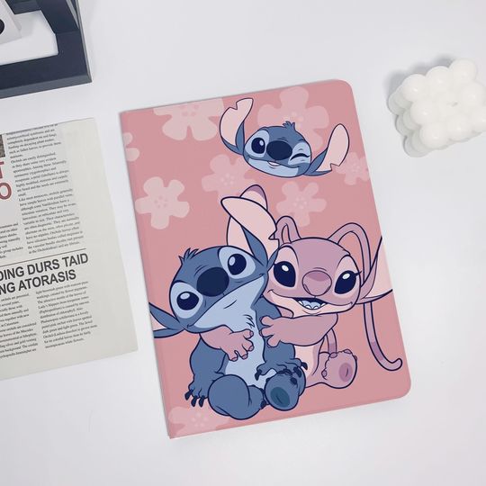 Cartoon Stitch and Angel Case for iPad Air 6 (2024), iPad 10 (2022), iPad 9, iPad Pro 11" & 12.9" (2022/2021) iPad Mini 6 Protective Cover