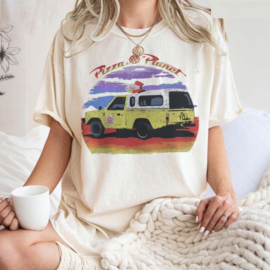 Discover Vintage Disney Pixar Toy Story Pizza Planet Truck Distressed Shirt, Buzz Lightyear Unisex T-shirt Family Birthday Gift Adult Kid Toddler Tee
