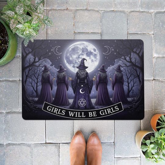Discover Girls Will Be Girls Doormat: Witchy Halloween Decor