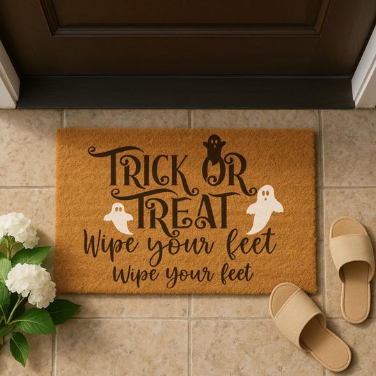 Discover Halloween Coconut Coir Doormat: Trick or Treat Welcome Mat