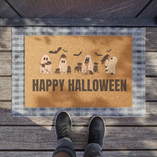 Discover Halloween Dog Mat, Halloween Decor | Fall Doormat | Closing Gift | Housewarming Gift | Welcome Mat | Happy Howloween, Ghost dogs, Dog Lover