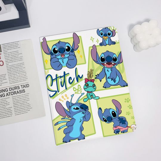 Discover Cartoon Stitch Green iPad Air 5 2022 iPad 10 2022 iPad 9 case,iPad Pro 11" 12.9'' 2022 iPad Pro 12.9'' 2021 iPad mini 6 case ipad case