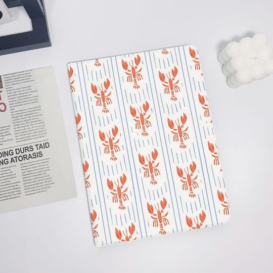 Discover Cute Lobster Stripes iPad Case for iPad Air 11" 13" M2/M4 2024/2025, iPad Pro 11" 12.9" 2022-2024 , iPad 10 2022, iPad Mini 6, iPad 9/8/7