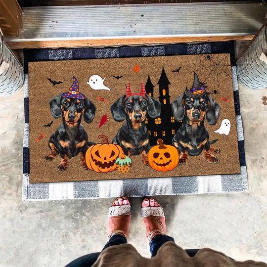 Discover Halloween Black Dachshund Mat, Spooky Season Doormat, Halloween Doormat, Dachshund Dog Lovers Gifts, Halloween Dog Doormat, Fall Decor Gifts