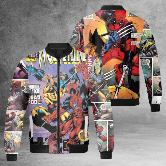 Amazing Superheroes Deadpool Wolverine Best Friendship Vintage Jacket