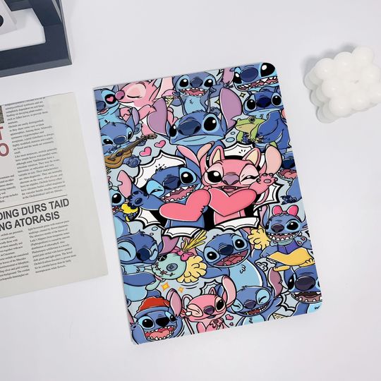 Stitch and Angel iPad Case Compatible with iPad Air 5 iPad 10 2022 iPad 9 iPad Pro 11 12.9 2021 2022 iPad Mini 6 iPad Air 6 iPad Pro 2023
