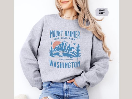Mount Rainier National Park Sweatshirt, Vintage Washington Sweatshirt, Mount Rainier National Park Gift, Mount Rainier Souvenir Hiking Sweatshirt