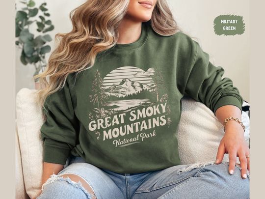 Discover Vintage Great Smoky Mountains Sweatshirt, Tennessee Sweatshirt Great Smoky Mountains National Park gifts Gatlinburg Shirt Hiking&nbsp;souvenir