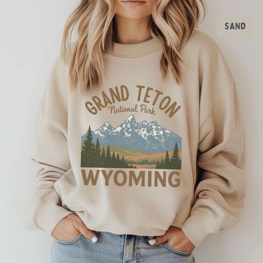 Discover Retro Grand Teton National Park Sweatshirt, Vintage National Park Jumper, Outdoor Adventure Clothing, Mountain Lover Gift, Cozy Wilderness