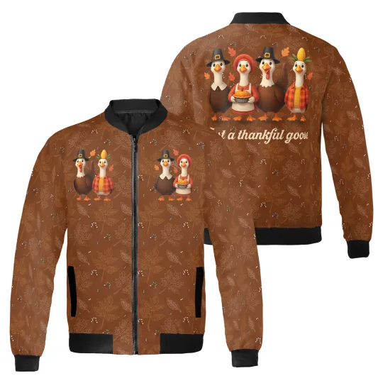 Discover Just A Thanksful Goose Fall Vibes Happy Halloween Bomber Jacket