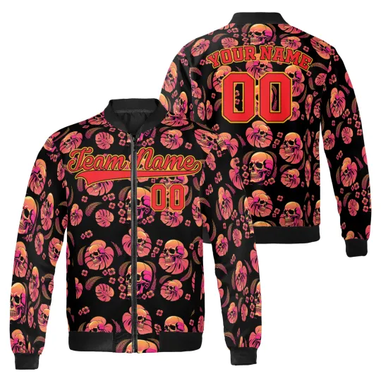 Discover Personalized Halloween Skulls Tis The Season Spooky Vibes Bomber Jacket