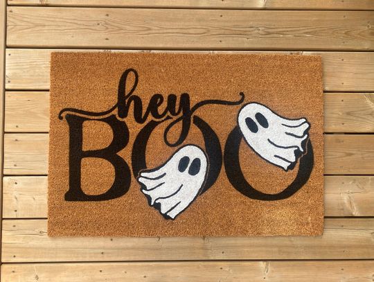 Discover Hey Boo Ghost Doormat, Halloween Decor, Ghost, Fall Decor, Home Decor, Personalized Doormat, Halloween Doormat, Scary Movie Decor, Hey Boo