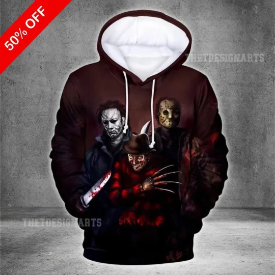 Discover Michael Myers Hoodie 3D Printed Pullover, Horror Movie Cosplay  for Halloween