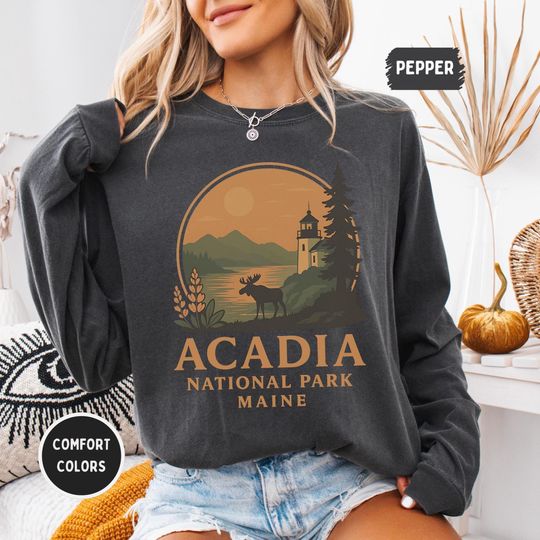 Retro Acadia National Park Sweatshirt, Gift for Nature Lover