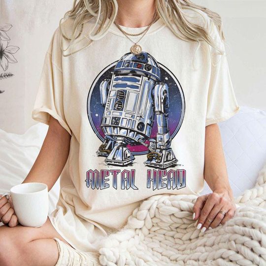 Star Wars R2D2 Metal Head Vintage Graphic T-Shirt Unisex Adult T-shirt Kid shirt Gift for Birthday Hoodie Sweatshirt Toddler Tee