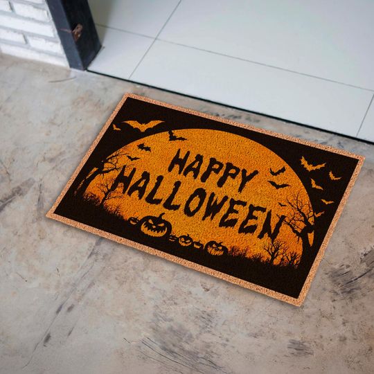 Discover Halloween Coir Doormat: Spooky Fall Porch Decor - 24x16 or 24x36
