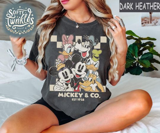 Discover Vintage Mickey & Co Est 1928 Shirt, Mickey And Friends Shirt, Disneyland Unisex Shirt, Crewneck Shirt, Disney Shirts, Disney Trip 2025 Shirt