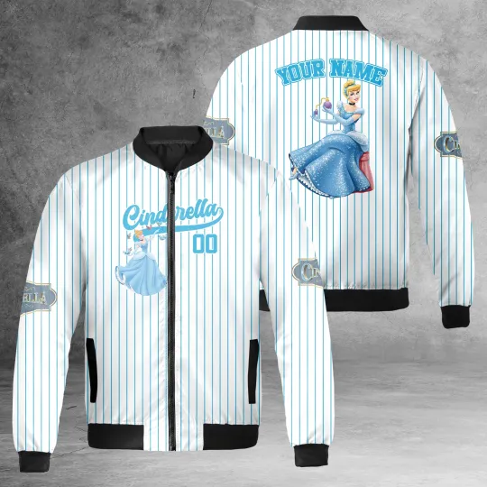 Discover Personalized Cinde Princess Game Day Blue White Striped Jacket