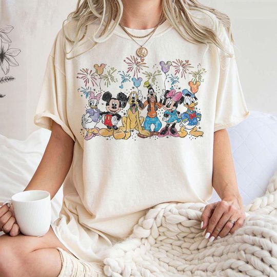 Discover Comfort Colors Mickey and Friends Shirt, Watercolor Disney Shirt, Disney Vacation Shirt, Retro Walt Disney Shirt, Disney Family Vacation