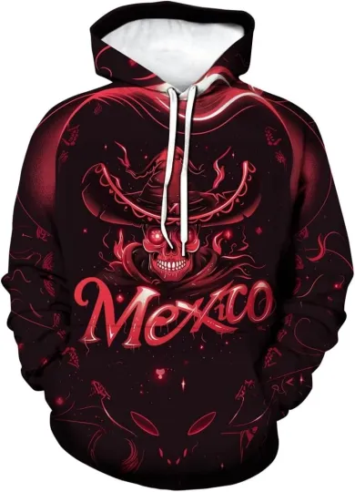 Discover Mexico Flag Skull 3D Pullover Hoodie Unisex Sweatshirt