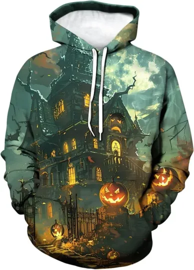 Discover Glow in Dark Pumpkin Hoodie – Halloween Jack O’Lantern Graphic Sweatshirt
