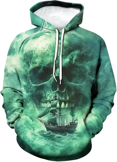 Discover Halloween Hoodie – Scary Pumpkin Face Graphic Sweatshirt for Adults Teens