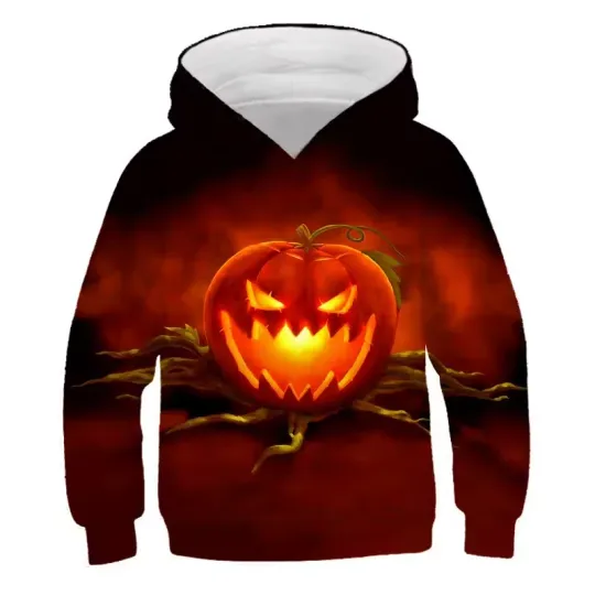 Discover Halloween Hoodie – Pumpkin Head Creepy Graphic Sweatshirt for Teens Adults