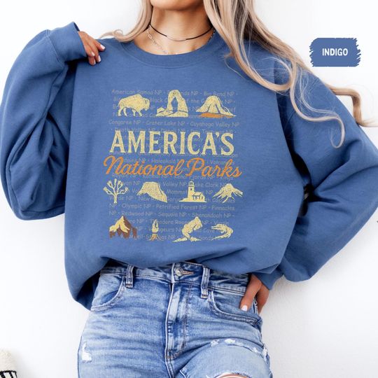 Discover Retro America National Parks Sweatshirt, Vintage National Parks Crewneck, Outdoor Adventure Sweater, Hiking Sweatshirt, Camping Apparel