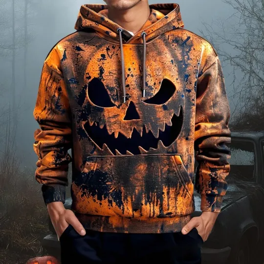 Halloween Pullover Hoodie – Creepy Pumpkin Jack O’Lantern Sweatshirt Unisex