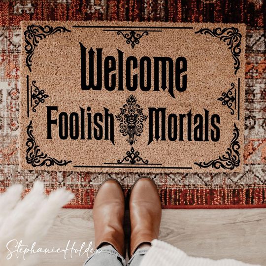 Discover Welcome Foolish Doormat, Spooky Season Halloween Mat, Haunted House Decor, Welcome Doormat, Spooky Front Door Rug, Halloween Gifts