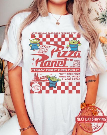 Discover Retro Disney Toy Story Alien Shirt, Pizza Planet Toy Story Tshirt, Alien Pizza Lover Tee, Disney Family Holiday Vacation