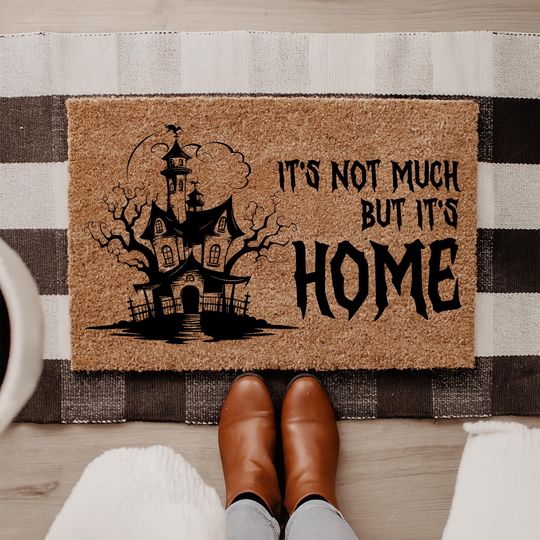 Haunted House Halloween Doormat, Its Not Much But Its Home Mat, Spooky Cute Entry Rug, Funny Ghost Welcome Mat, Halloween Porch Decor