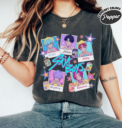 Discover Saja Boys Boy Band Shirt, Kpop Demon Inspired Movie Shirt, Demon Hunters Merch Shirt, Kpop Shirt, Boy Group Shirt,  Birthday Gift for Kid,