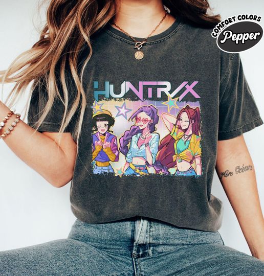 Discover Kpop Demon Hunters Shirt, Huntrix Girl T-Shirt, Kpop idol group Shirt, Mira, Rumi, Joey Shirt,Demon Hunter Merch, Gift for Huntrix fan Shirt