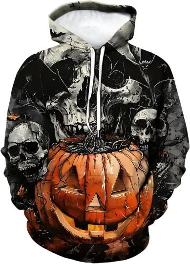 Discover Halloween Hoodie – Pumpkin Head Scary Face Pullover Sweatshirt