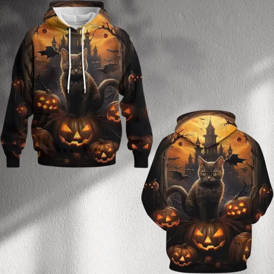 Halloween Hoodie – Creepy Pumpkin Head Graphic Sweatshirt Streetwear