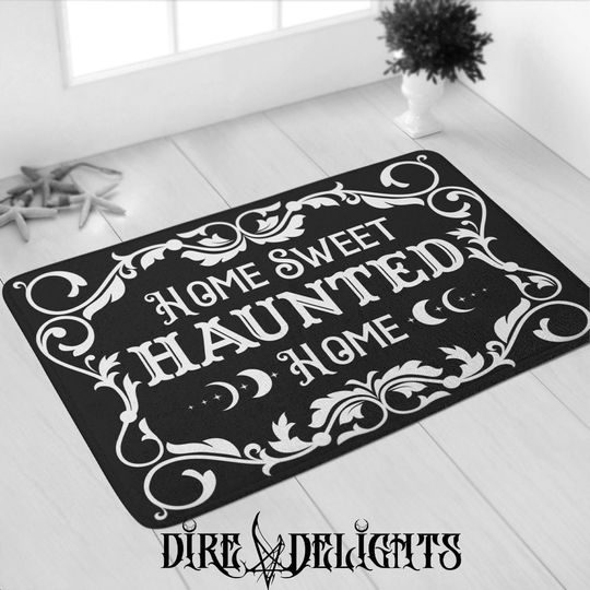 Home Sweet Haunted Home Doormat, Gothic Welcome Doormat, RIP Rug, Funeral Moon Phases Door Mat,  Halloween Doormat, Cemetery Door Mat