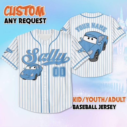 Discover Custom Sally Carrera Baseball Jersey, Disney Cars Shirt, Personalized Sally Carrera Shirt, Family Matching Outfit, Birthday Gift