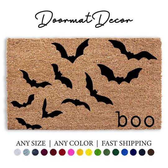 Discover Halloween Bats Doormat  Autumn Flying Bats Welcome Rug for Entryway  Fall Home Dcor
