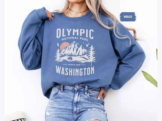 Vintage Olympic National Park Sweatshirt, Washington State Sweatshirt, Olympic National Park gifts, Retro Washington Sweater