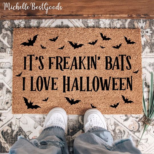 It's Freaking Bats I Love Halloween Doormat I Funny Meme Doormat | Welcome Mat | Halloween Decor | Home Doormat | Halloween Welcome Mat