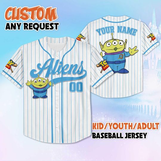 Discover Personalized Little Green Aliens Baseball Jersey, Custom Toy Story Aliens Jersey, Family Matching Outfit, Birthday Gift Idea