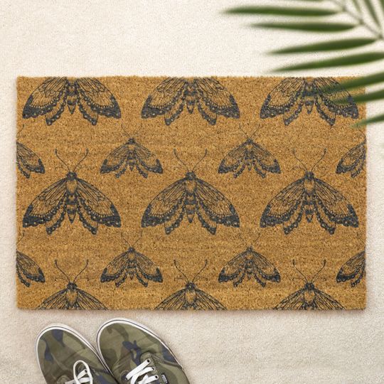 Discover Moth Pattern Brush Door Mat Front Doormat First Home Couple's Gift Gothic Doormat Spooky Gift Halloween