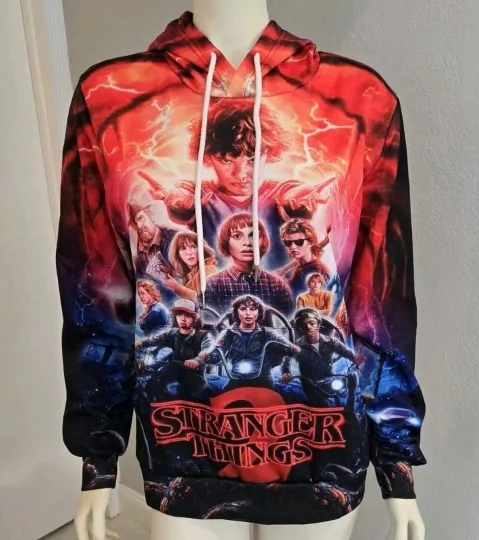 Stranger Things 3D Print Hoodie Mens Large All Over Print