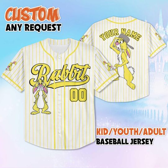 Discover Custom Rabbit Baseball Jersey, Disney Winnie the Pooh Jersey, Personalized Rabbit Shirt, Family Matching Outfit, Birthday Gift